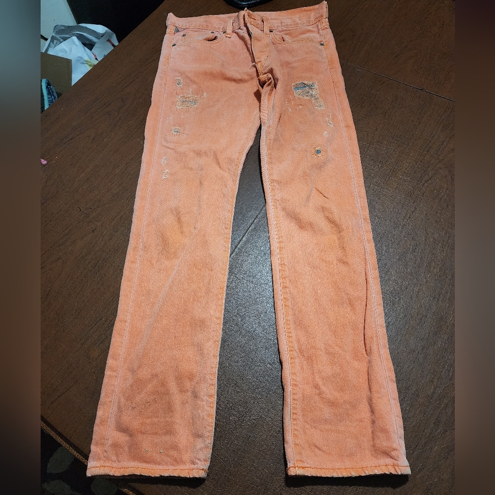 Denim & Supply Ralph Lauren Orange Distressed Slim Jeans